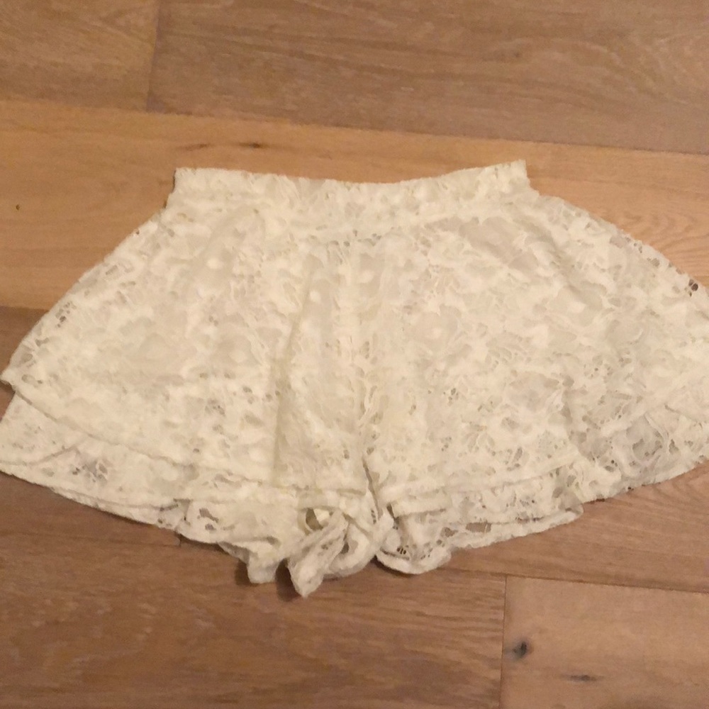LF white lace shorts